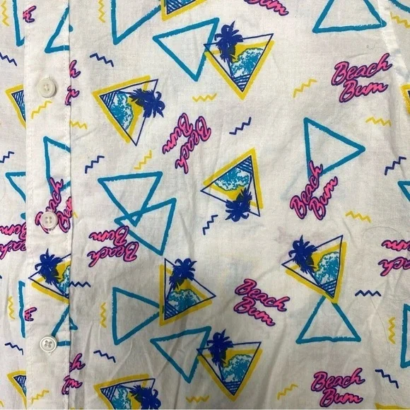City Streets Beach Bum Button Down Shirt Size Large 80s Retro - Picture 5 of 10